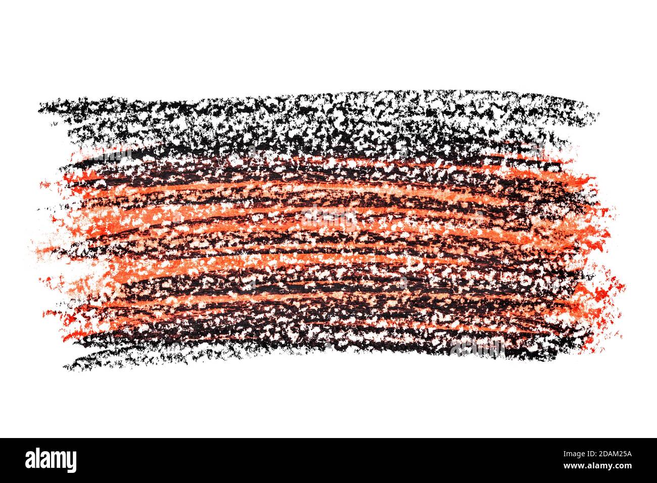 Crayon doodle sfondo. Rettangolo nero rosso da graffi isolati su bianco. Sfondo astratto, spazio per il tuo testo Foto Stock