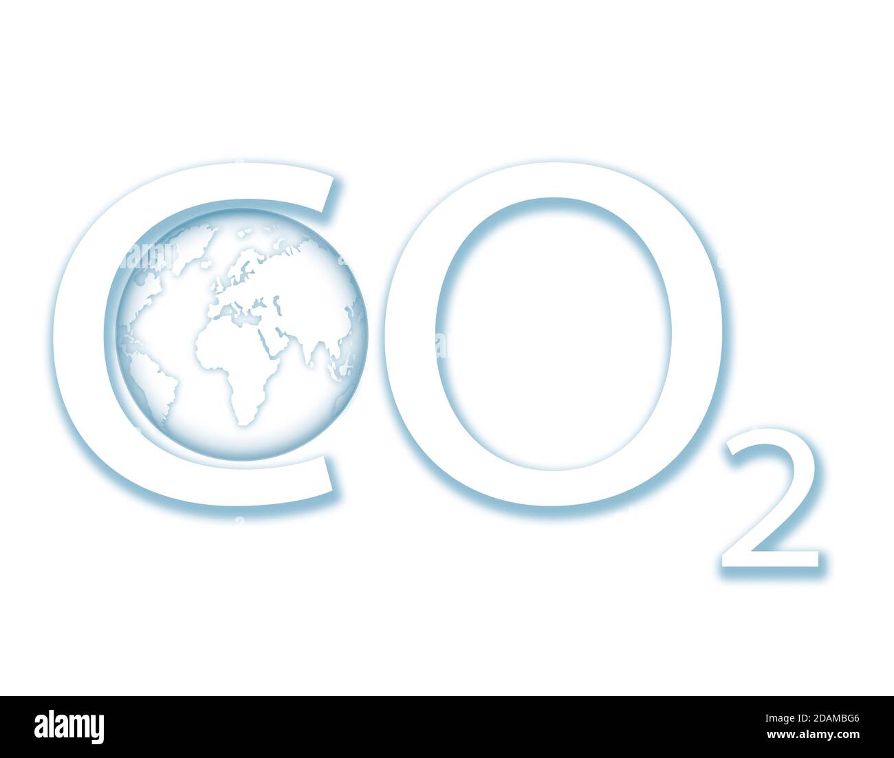 Anidride carbonica con Terra, illustrazione. Foto Stock