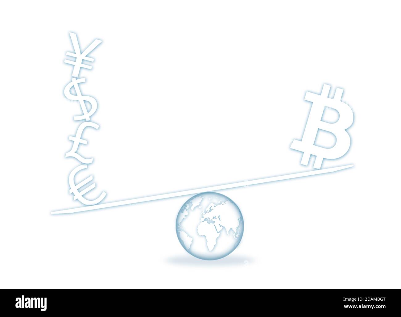 Scale con simboli di valuta, illustrazione. Foto Stock