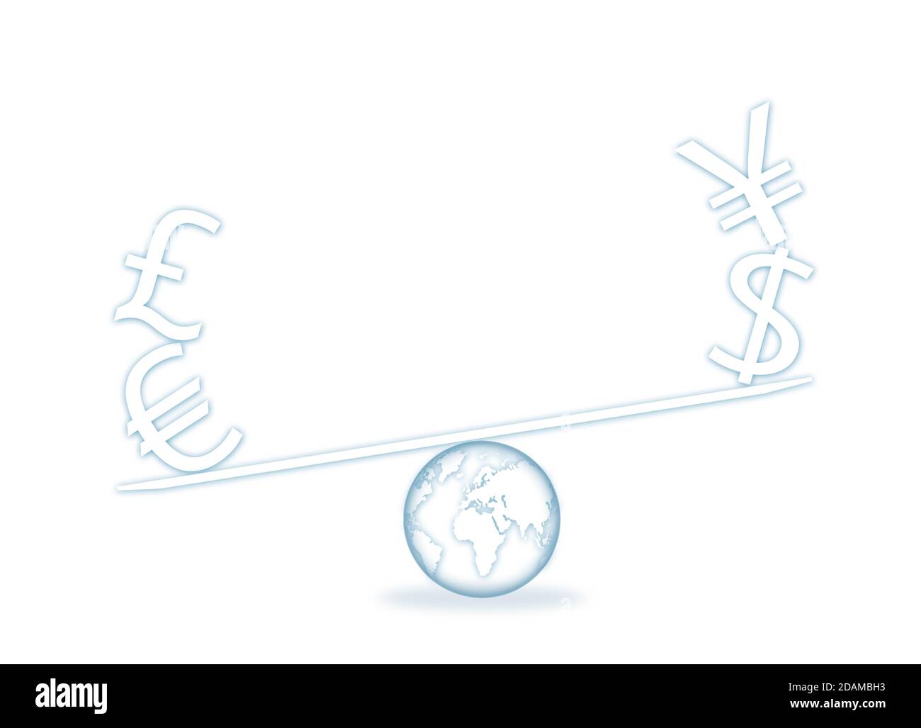 Scale con simboli di valuta, illustrazione. Foto Stock