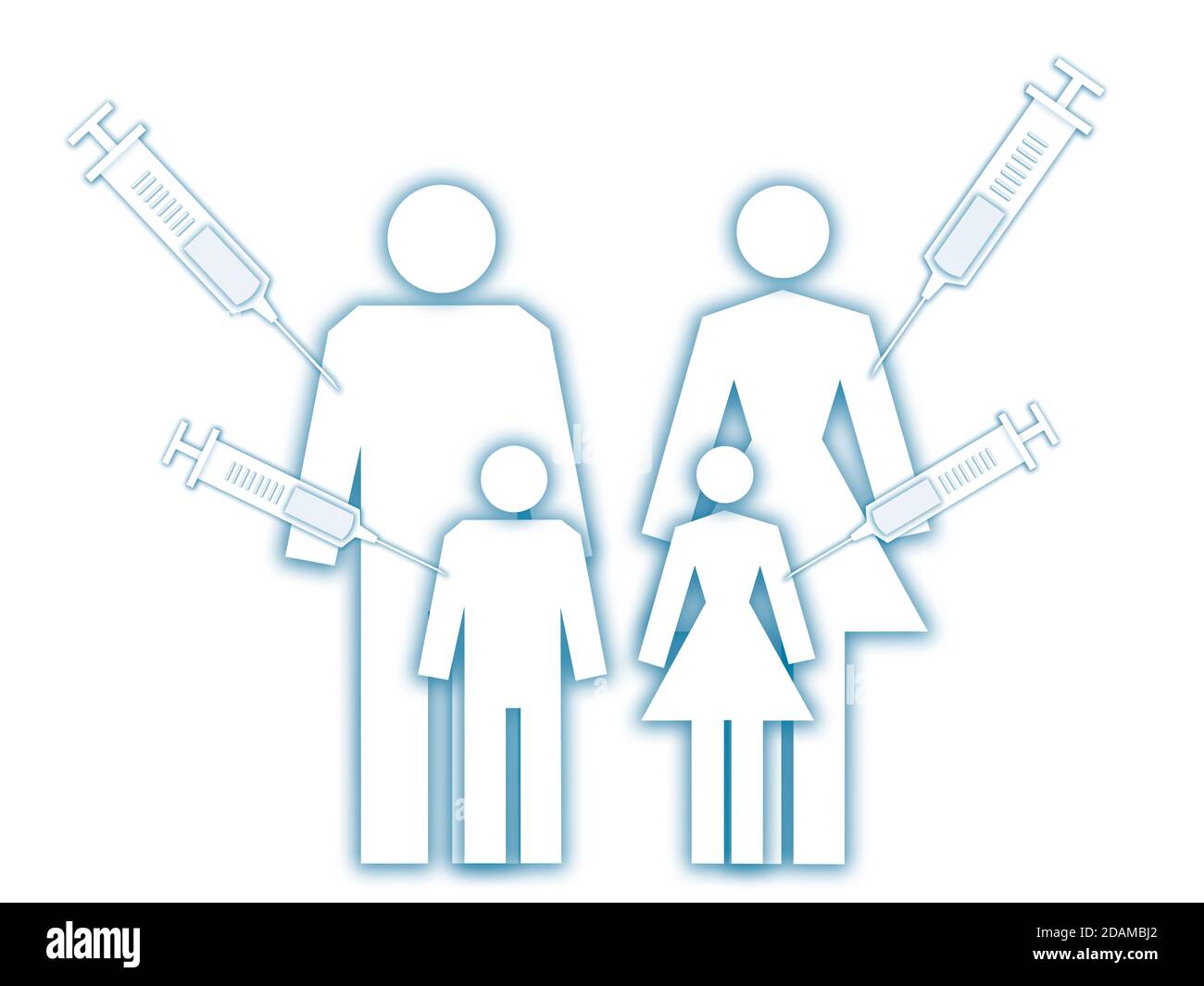 Gruppo familiare iniettato, illustrazione. Foto Stock