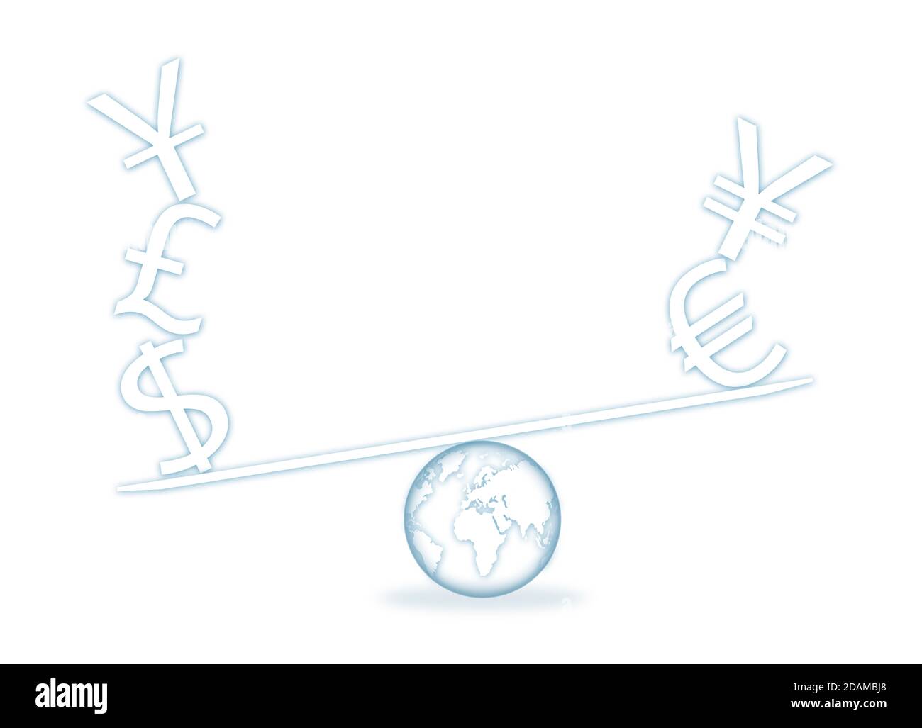 Scale con simboli di valuta, illustrazione. Foto Stock