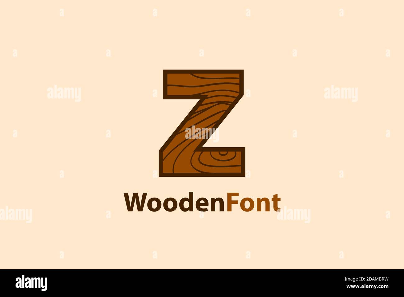 Logo astratto Z con design a grana di legno, design moderno e creativo. Illustrazione Vettoriale