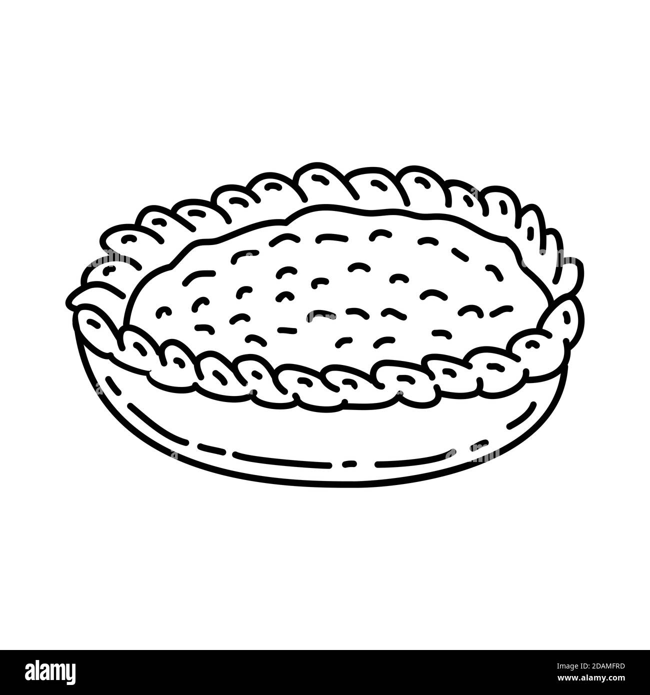 Icona Apple Pie. Doodle disegnata a mano o stile icona contorno Illustrazione Vettoriale