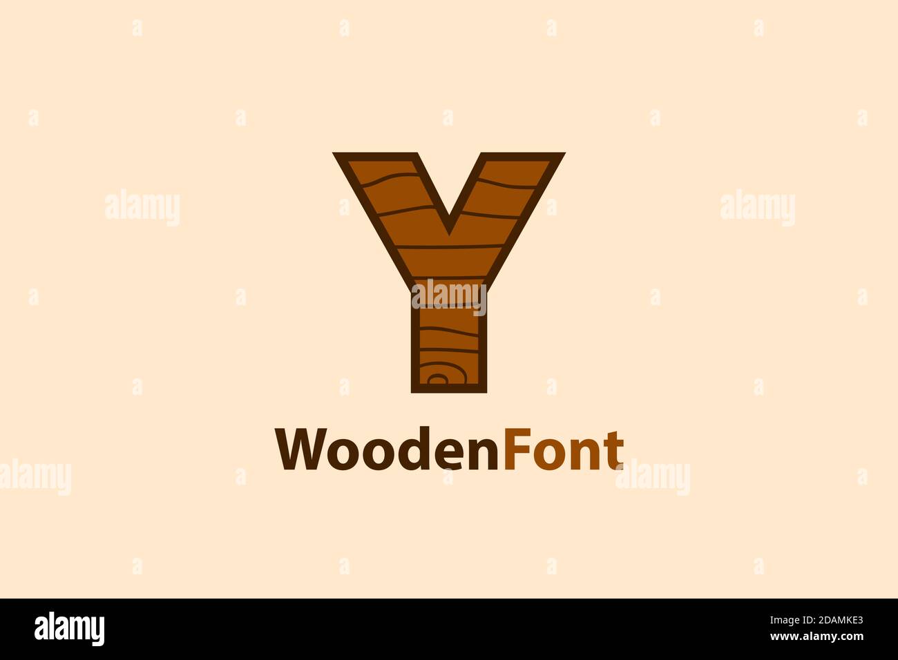 Logo astratto lettera Y con design a grana di legno, design moderno e creativo. Illustrazione Vettoriale