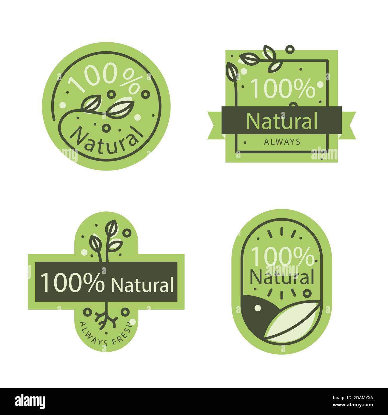 Tutte le illustrazioni naturali della collezione di badge Vector Illustrazione Vettoriale