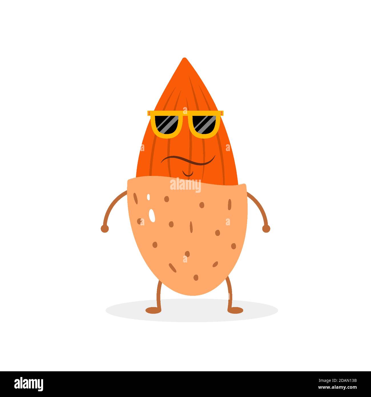 Divertente personaggio cartoon da mandorla in occhiali da sole. Illustrazione Vettoriale