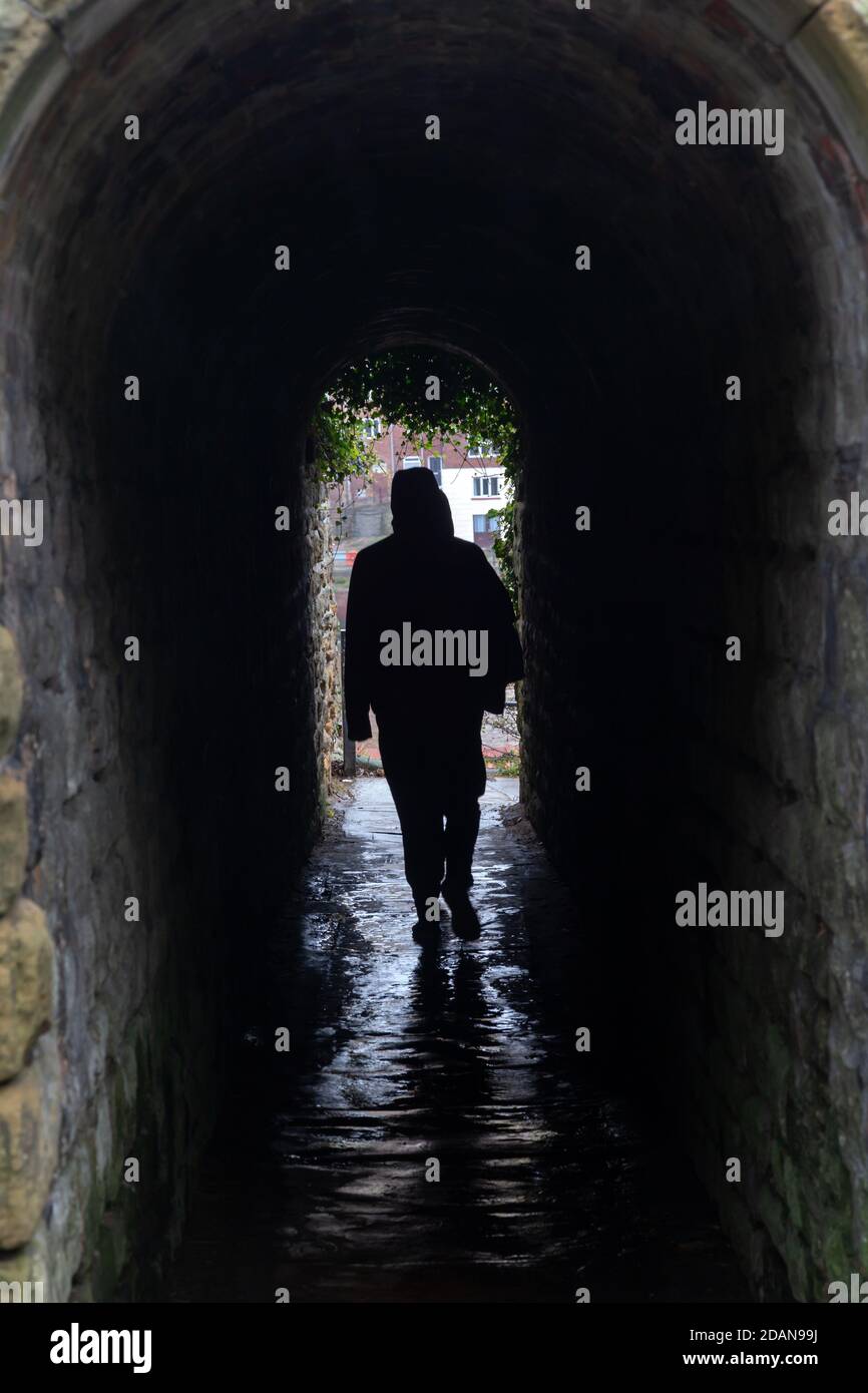 Tunnel di urlo (Dracula's Tunnel) Whitby, North Yorkshire, Regno Unito Foto Stock