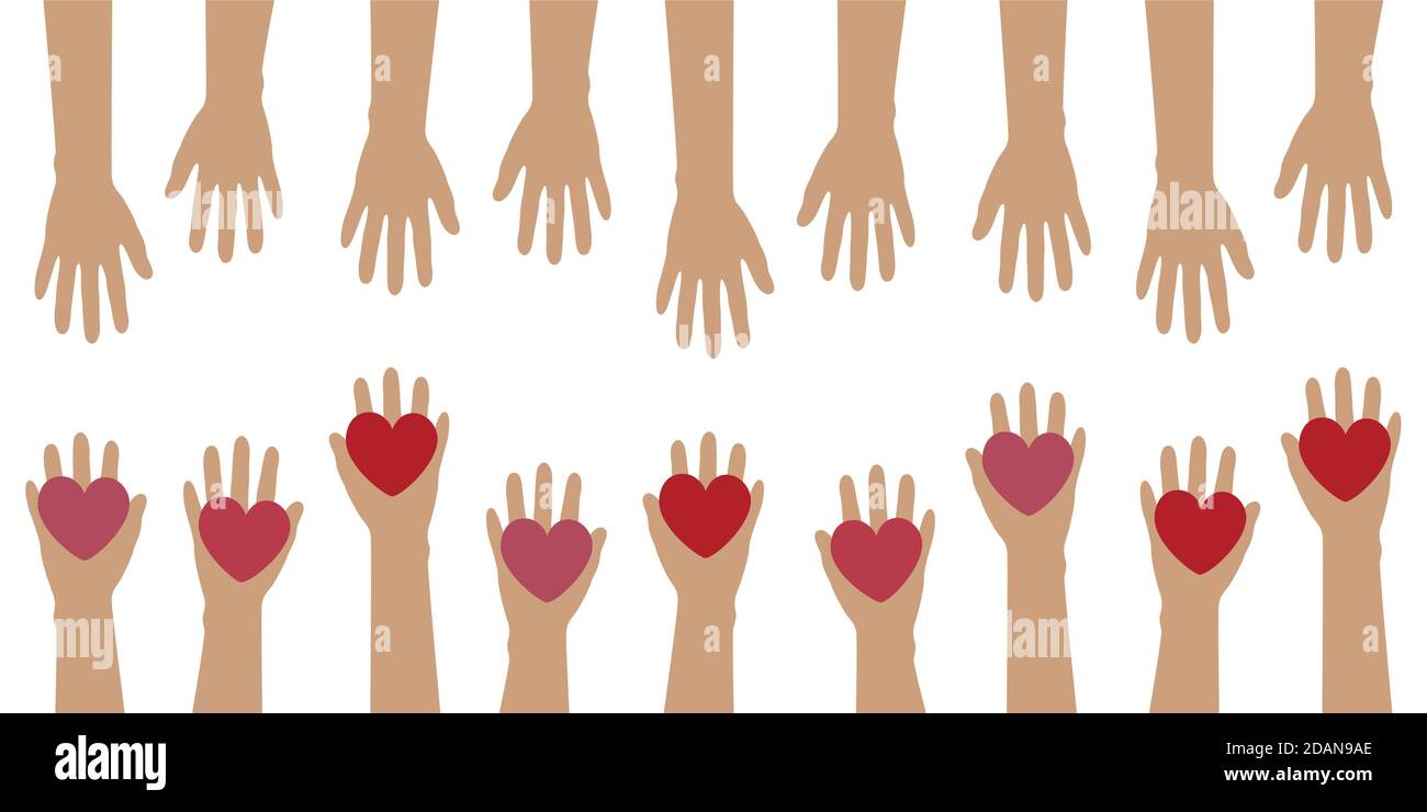 mani umane con concetto di amore del cuore isolato su vettore bianco Illustrazione EPS10 Illustrazione Vettoriale