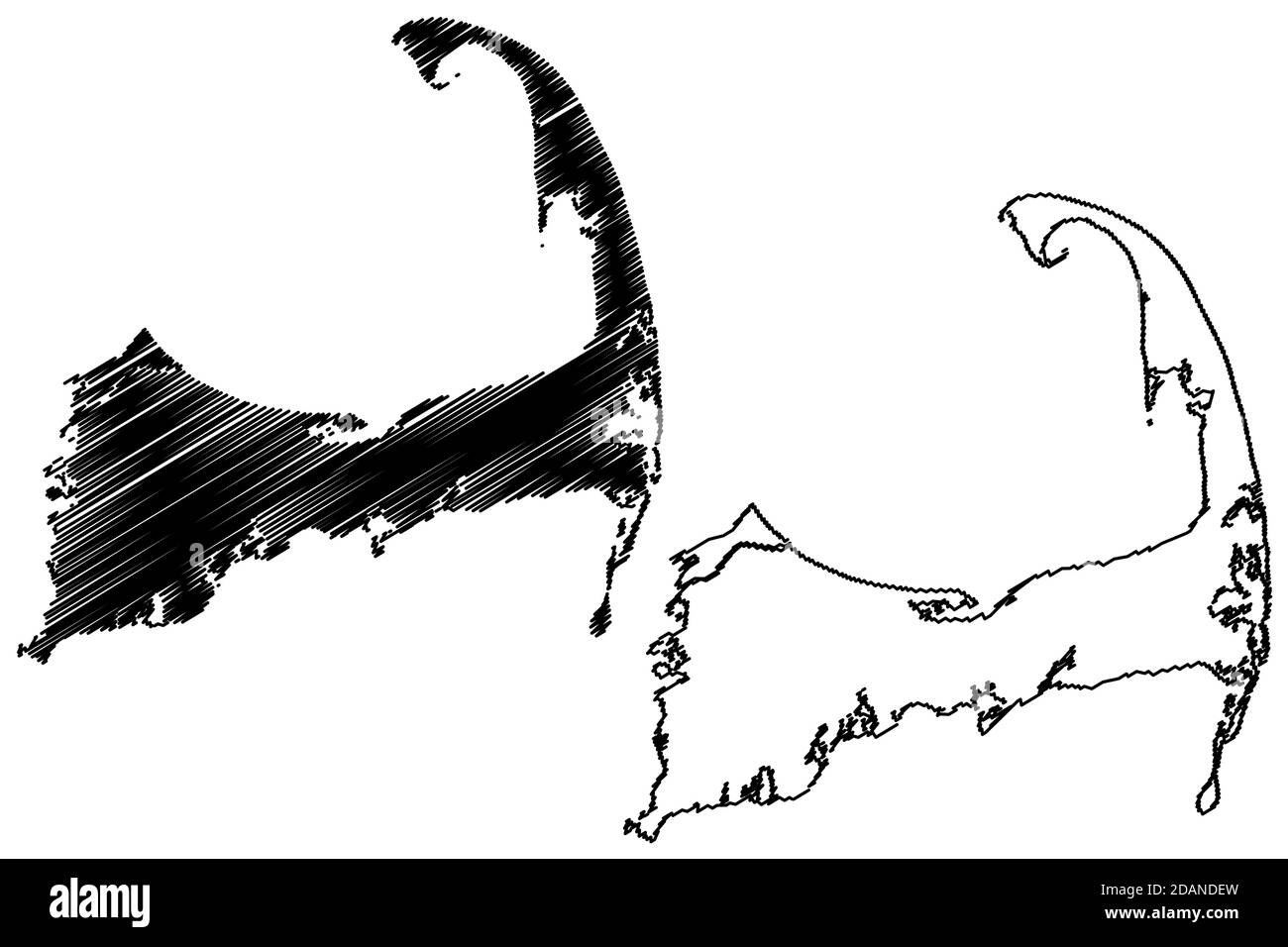 Barnstable County, Commonwealth of Massachusetts (Stati Uniti, Stati Uniti d'America, Stati Uniti, Stati Uniti, Stati Uniti) mappa vettoriale illustrazione, abbozzare Barns schizzo Illustrazione Vettoriale