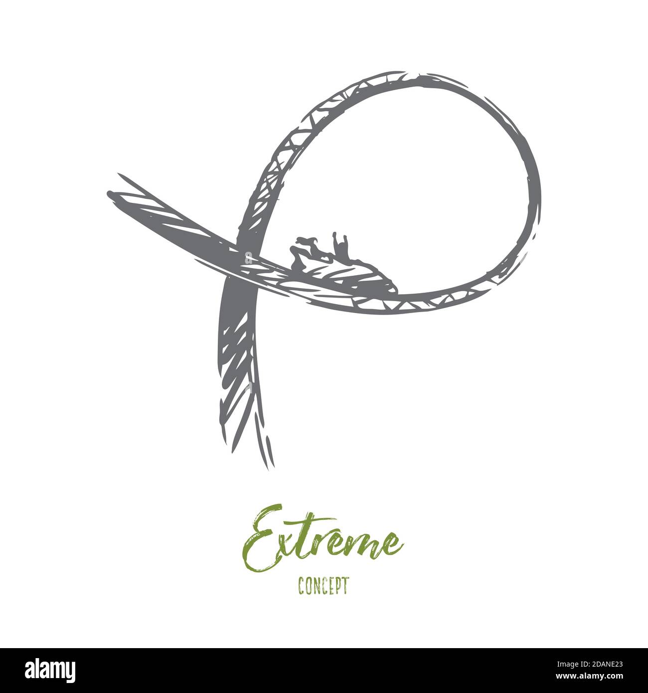 Concetto di libertà, estrema, rischio, piacere, velocità. Vettore isolato disegnato a mano. Illustrazione Vettoriale