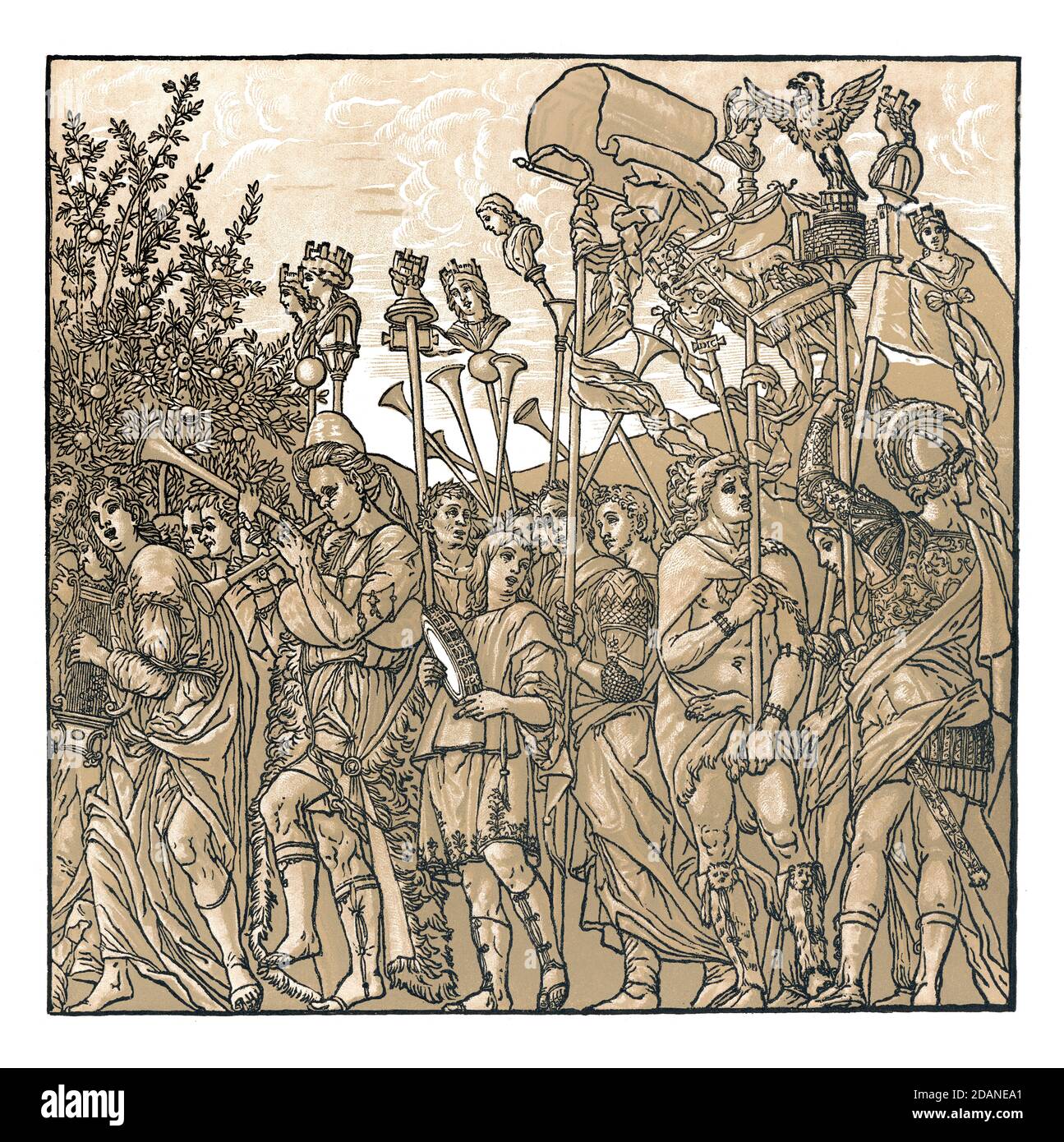 Trionfi di Cesare, 1492, di Andrea Andreani dopo Andrea Mantegna, facsimile del 19 ° secolo Foto Stock