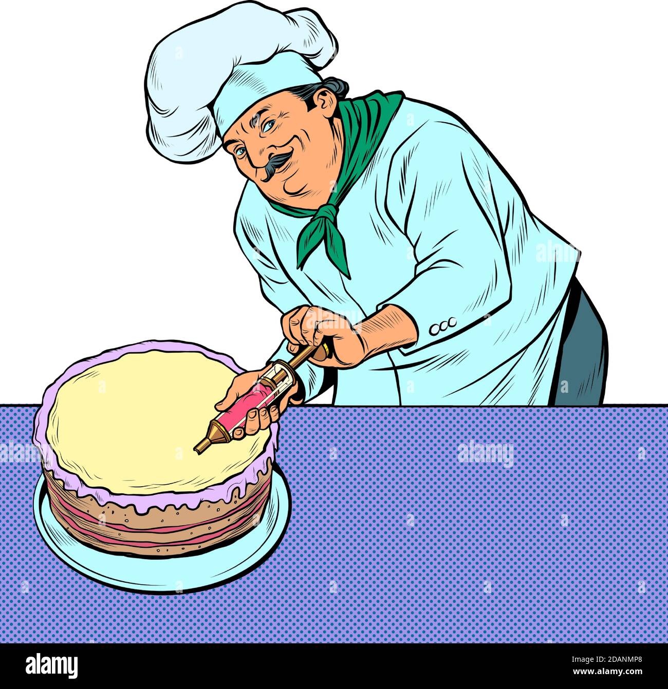 Pasticciere uomo con torta Illustrazione Vettoriale
