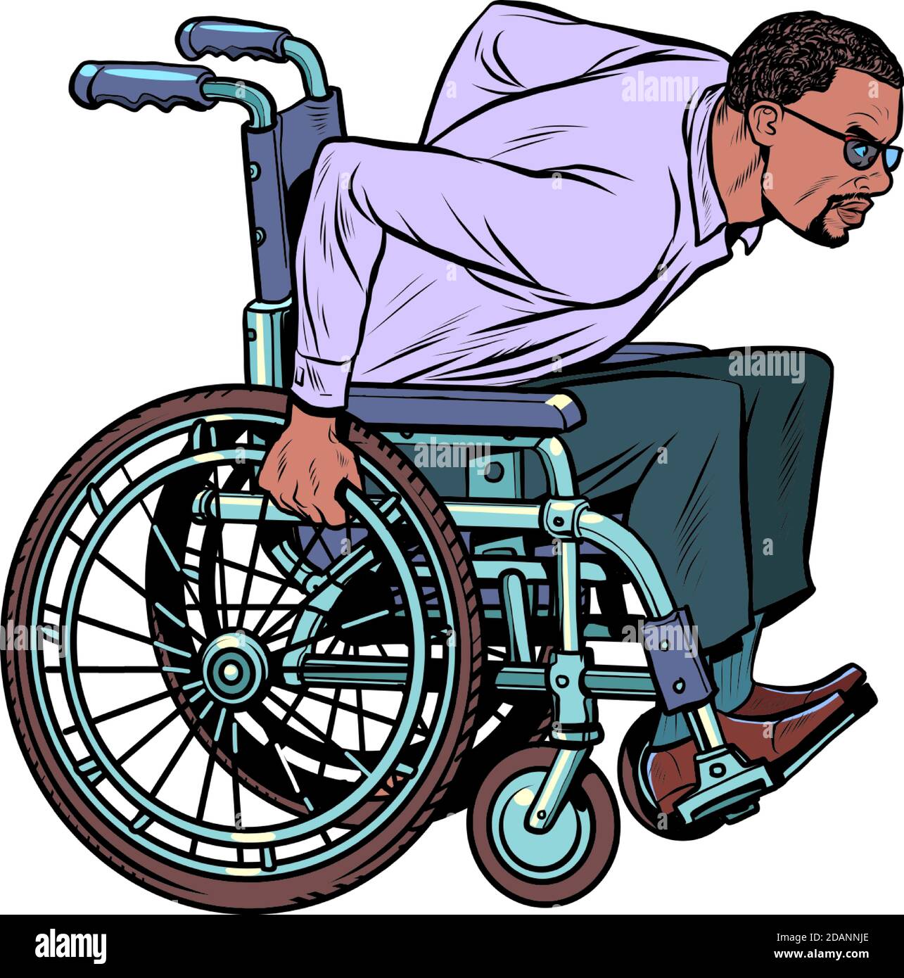 Uomo d'affari nero su sedia a rotelle per disabili Illustrazione Vettoriale