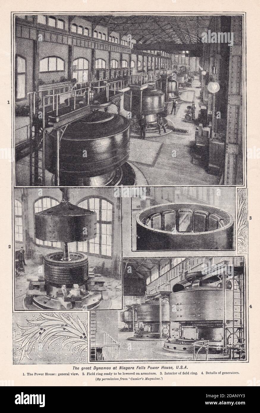 Le grandi dinamo a Niagara Falls Power House, USA - 1900 Foto Stock