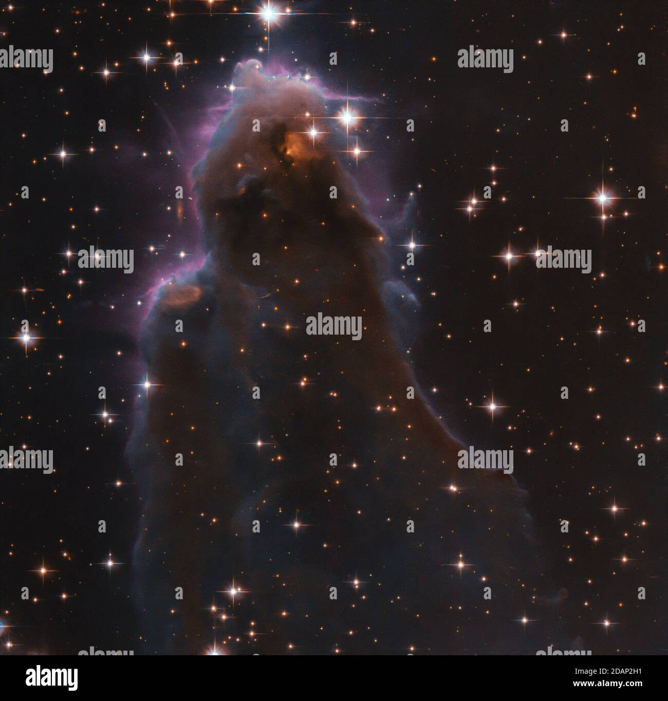 Questa immagine, presa con il telescopio spaziale Hubble della NASA/ESA, raffigura una speciale classe di vivai formatori di stelle noto come gas di evaporazione a galleggiante libero Foto Stock