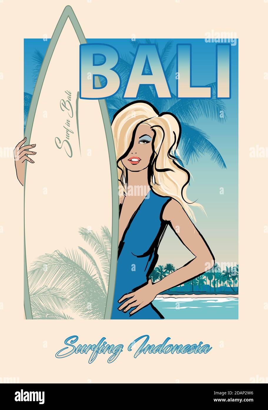 Surf a Bali - illustrazione vettoriale Illustrazione Vettoriale