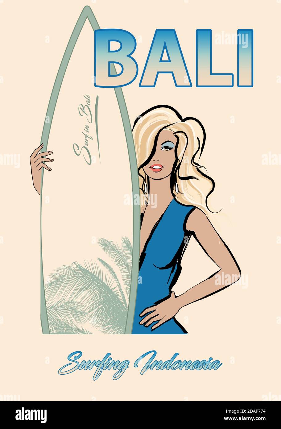 Surf a Bali - illustrazione vettoriale Illustrazione Vettoriale