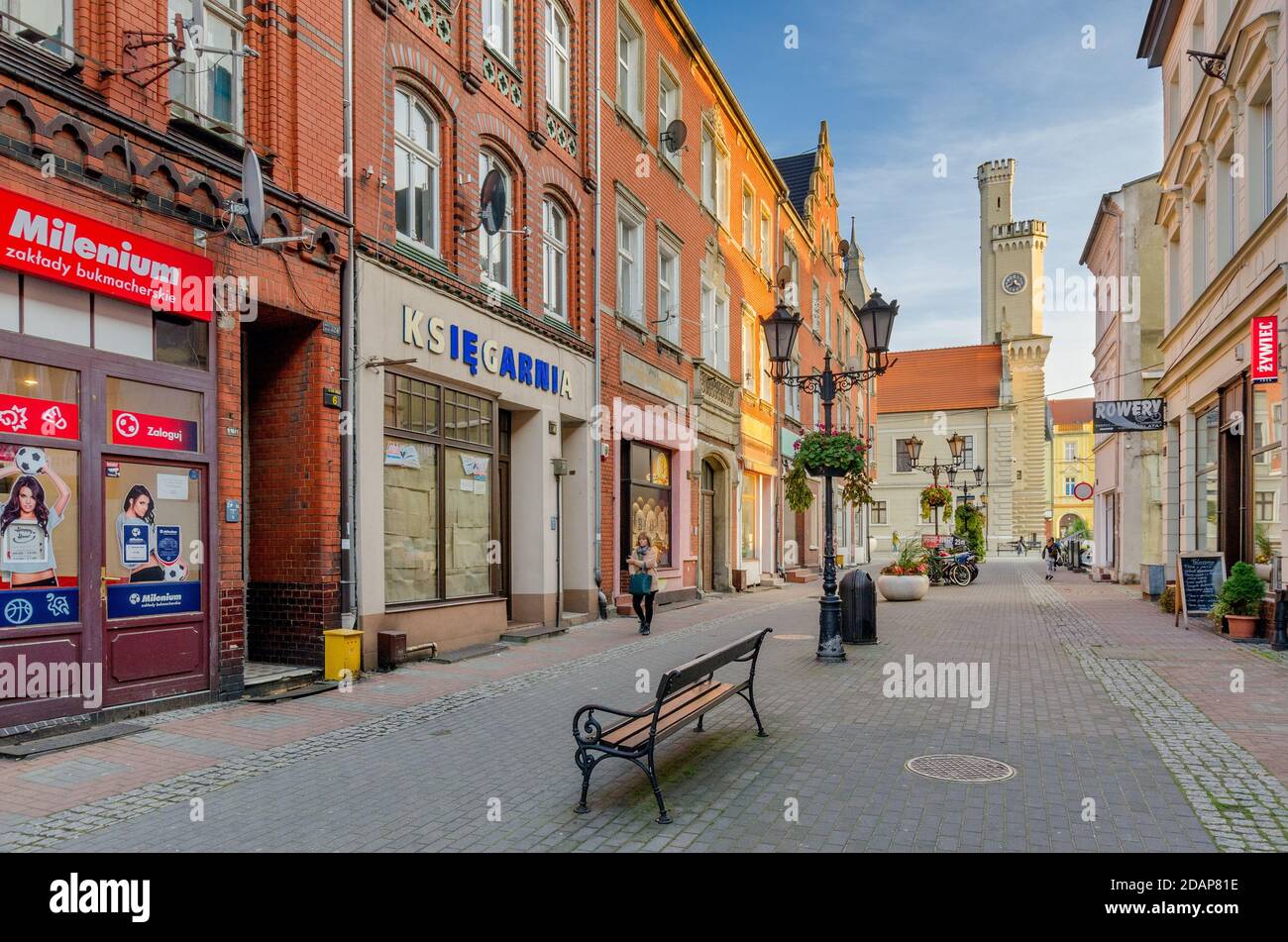 SWIEBODZIN, PROVINCIA DI LUBUSZ, POLONIA. Il 1 ° maggio vicolo con edifici del 18 ° secolo. Foto Stock