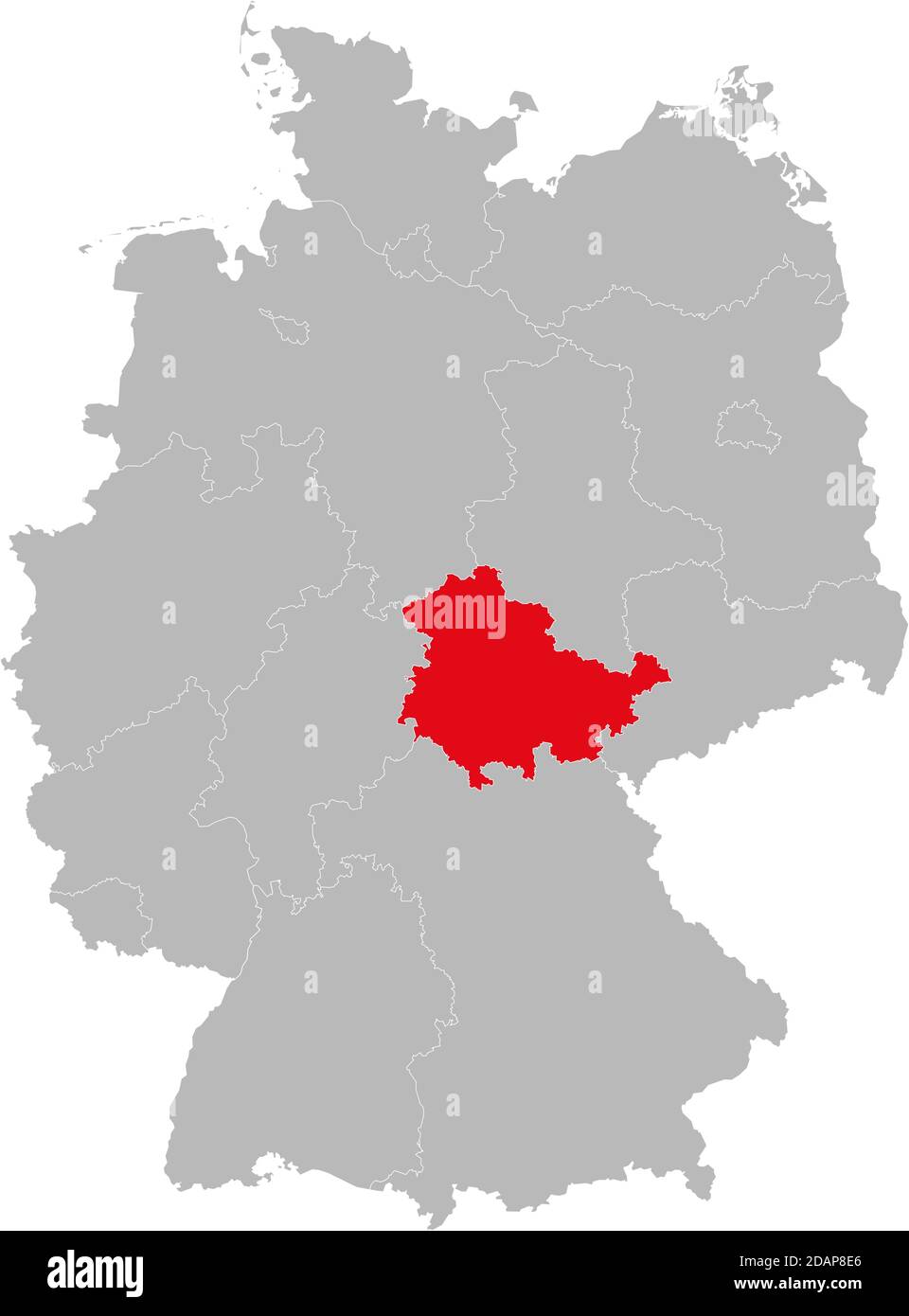 Stato della Turingia isolato sulla mappa della Germania. Concetti e background aziendali. Illustrazione Vettoriale