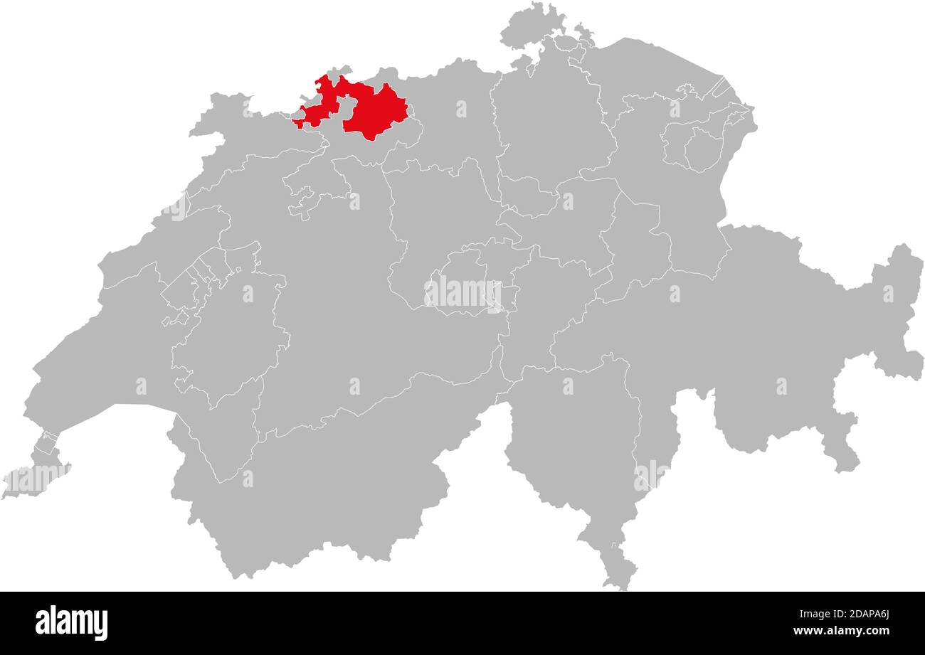 Basilea-Landschaft Cantone isolato sulla mappa della Svizzera. Sfondo grigio. Sfondi e Sfondi. Illustrazione Vettoriale