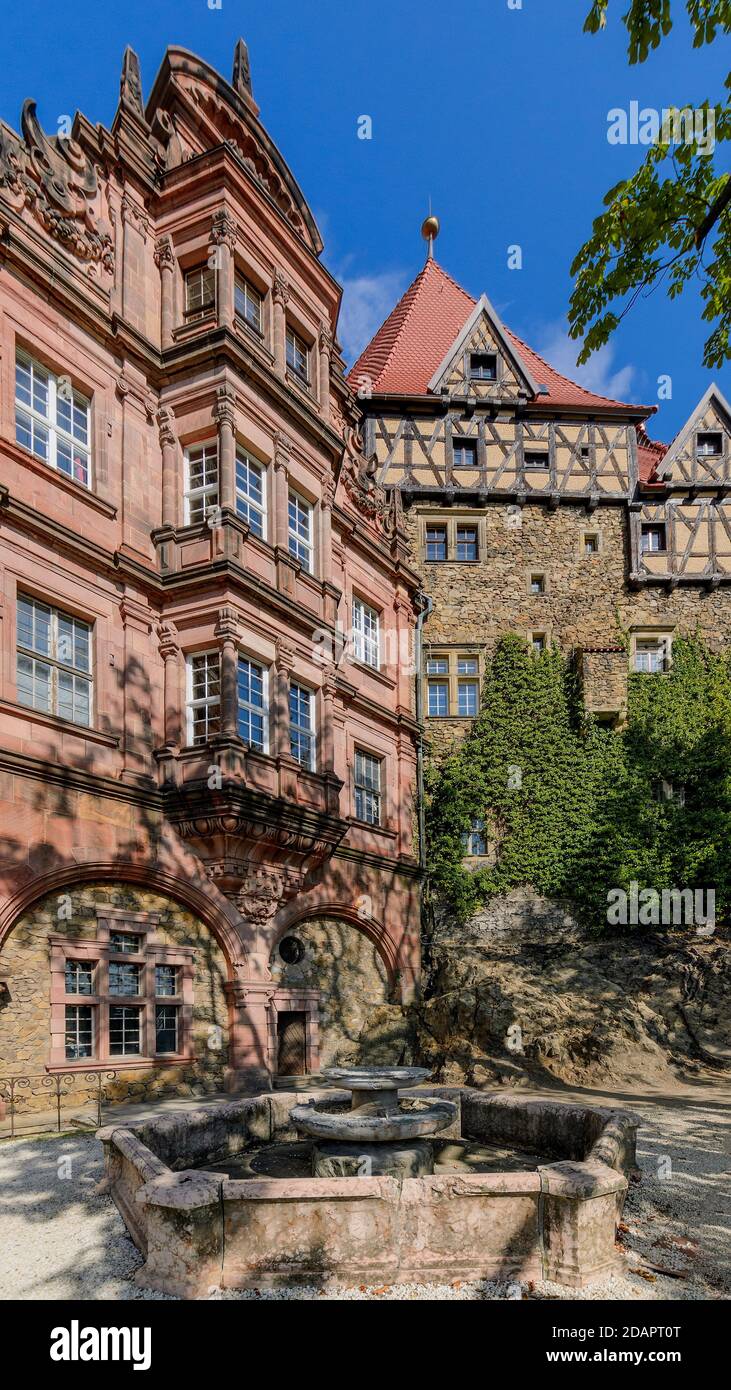 Castello di Ksiaz (ger.: Fürstenstein). Provincia della bassa Slesia, Polonia. Foto Stock