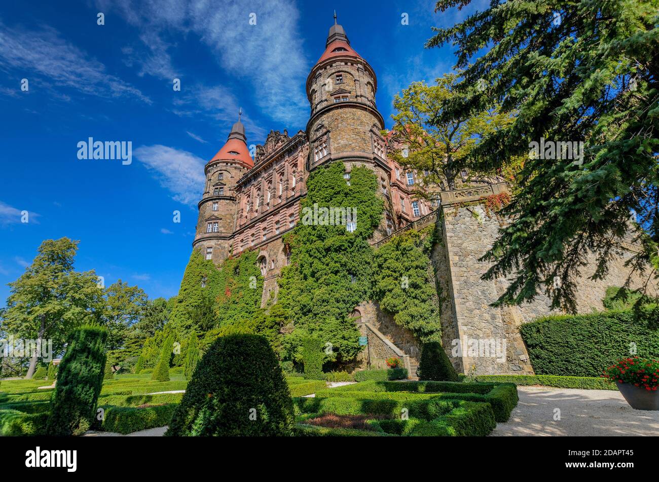 Castello di Ksiaz (ger.: Fürstenstein). Provincia della bassa Slesia, Polonia. Foto Stock