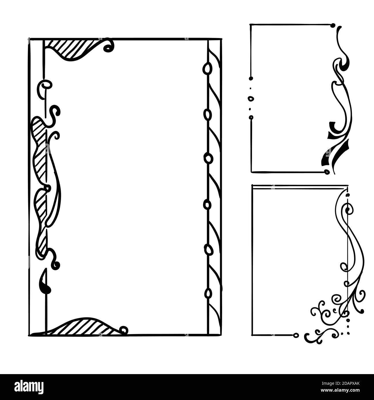 Cornici decorative vintage disegnate a mano con bordi floreali - illustrazione vettoriale Illustrazione Vettoriale