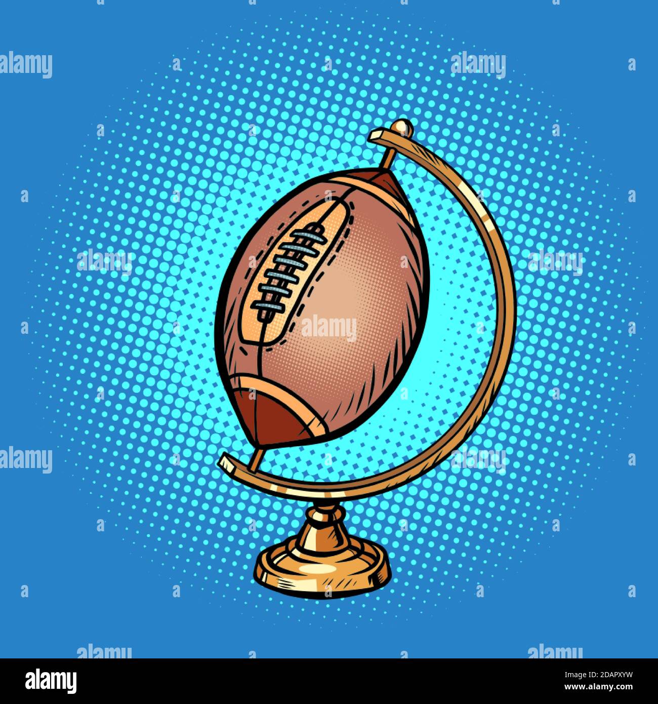 Globe internazionale football americano o Rugby palla attrezzature sportive Illustrazione Vettoriale