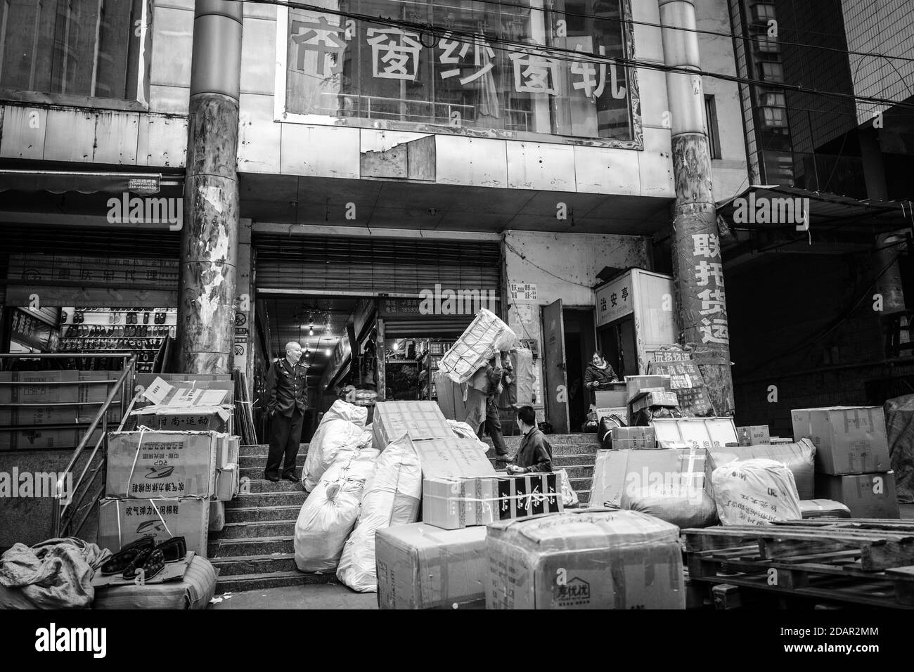 Mercato al porto di Chongqing, Chongqing, Cina Foto Stock