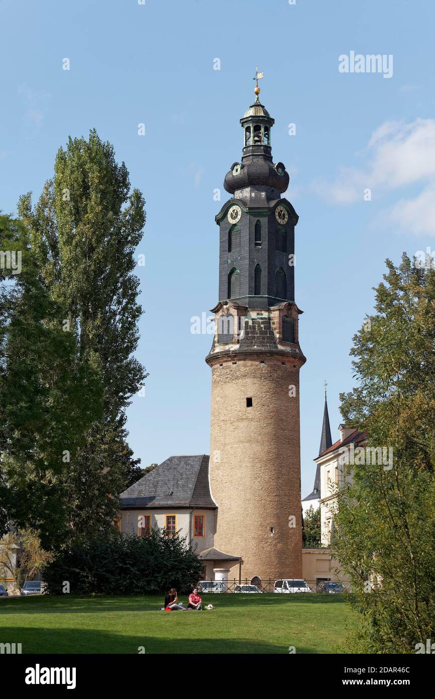 Torre del Castello, Palazzo della Città di Weimar, Palazzo di Residenza, Weimar, Turingia, Germania Foto Stock