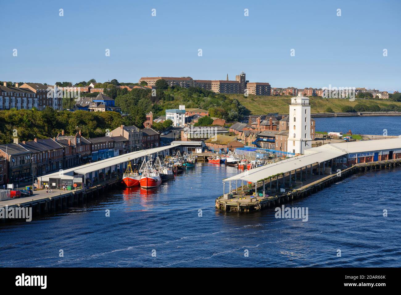 Il porto di pesca di Newcastle upon Tyne, Inghilterra, Regno Unito Foto Stock