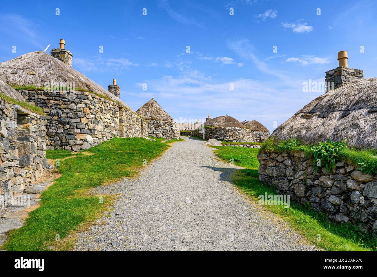 Gearrannan Blackhouse Village, Lewis and Harris, Scozia, Regno Unito Foto Stock