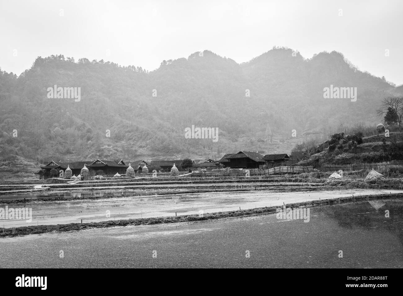 Ping'an, villaggio tradizionale vicino al Parco Nazionale della Foresta di Zhangjiajie, Cina Foto Stock