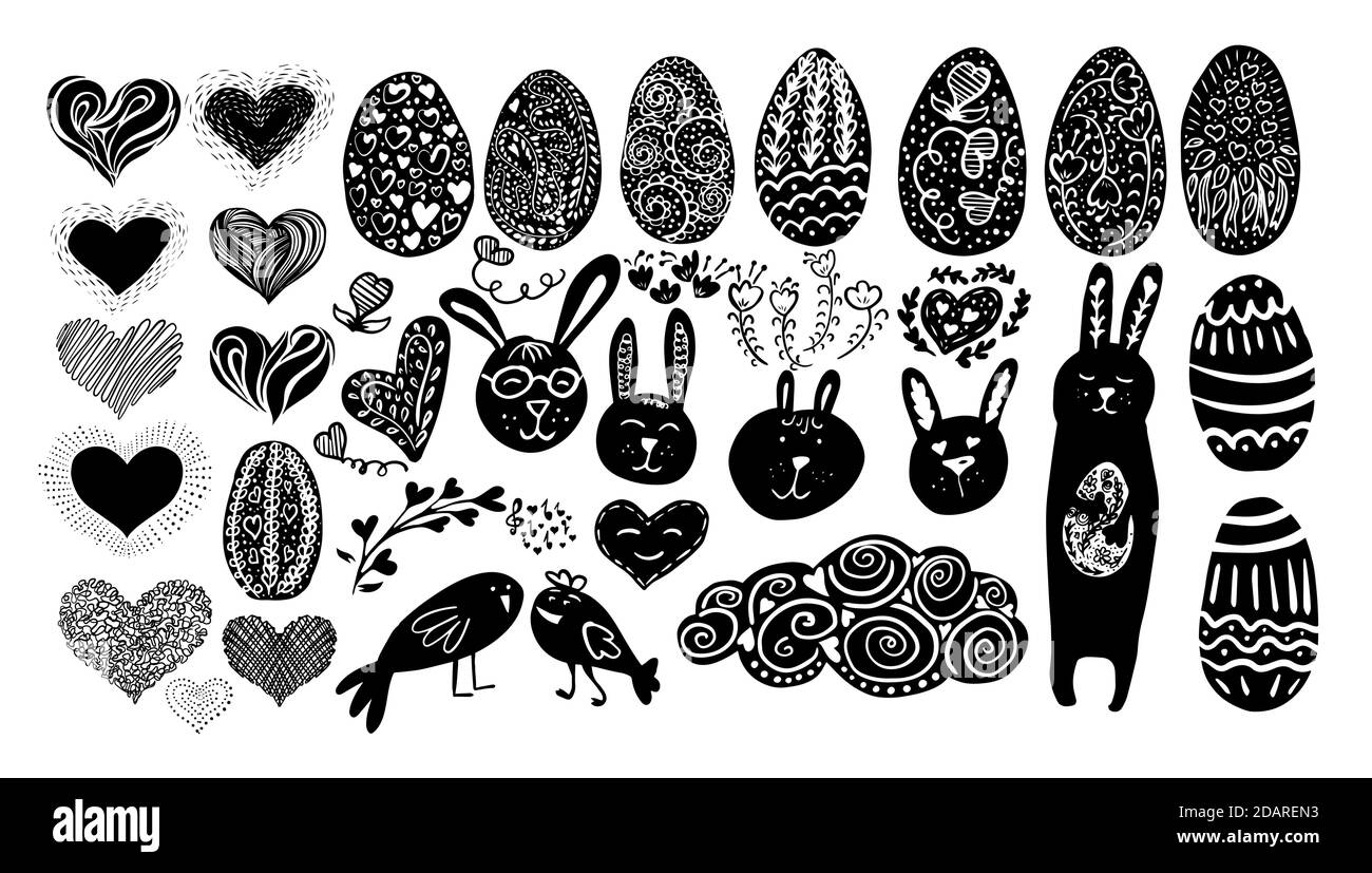 Una serie di elementi grafici per Pasqua. Buona Pasqua. Illustrazione vettoriale Illustrazione Vettoriale