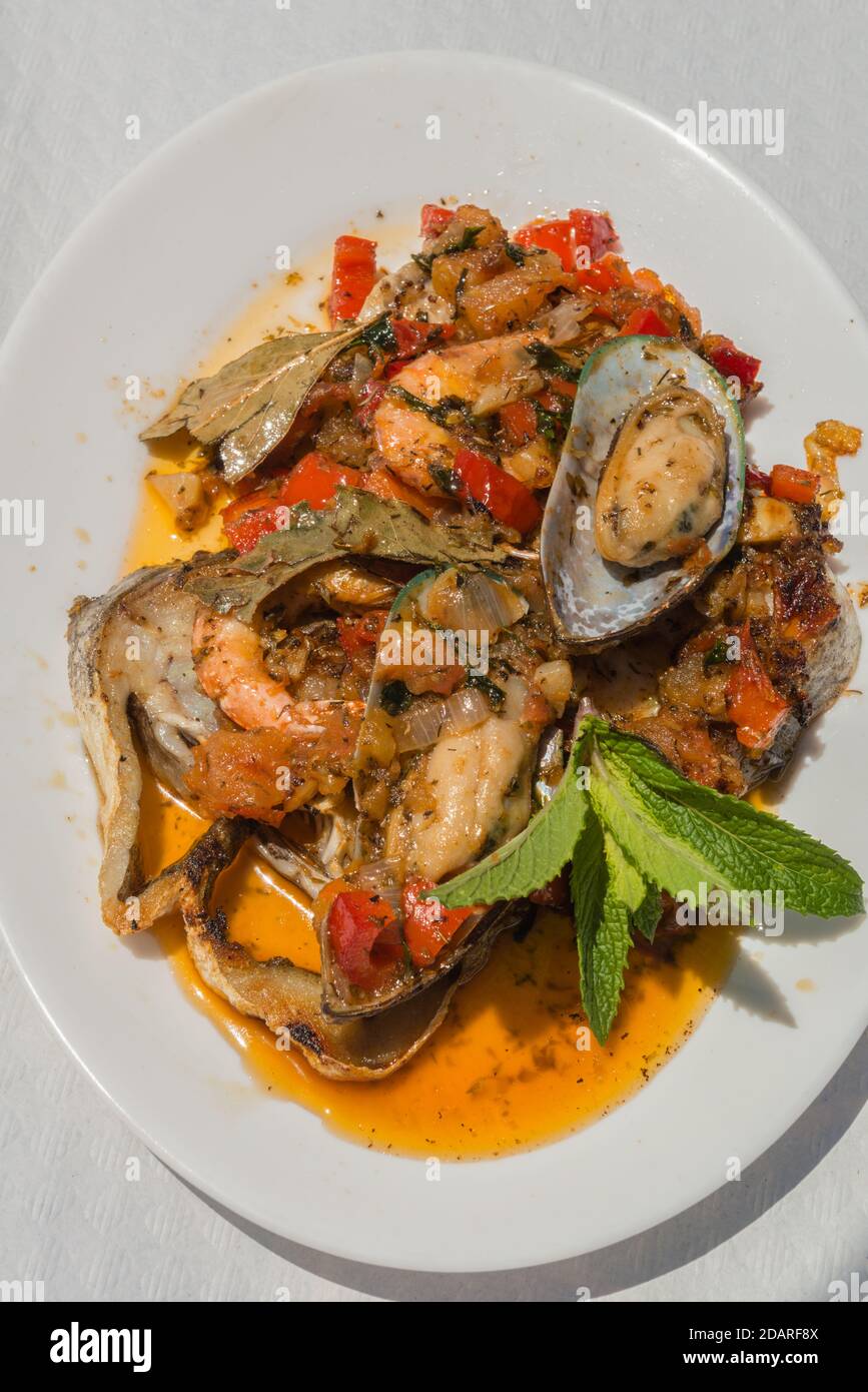 Ristorante 'Rincon del Campesino' a Las Rosas, cucina tipica spagnola, la Gomera, Isole Canarie, Spagna, Foto Stock