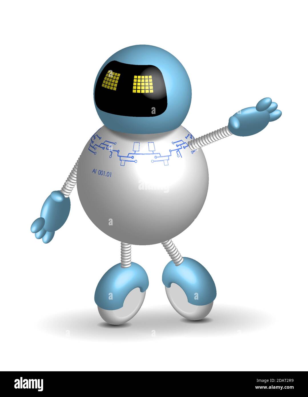 guida robotica rotonda, un assistente intelligente sulle ruote. Tecnologie del futuro. Vettore isolato su sfondo bianco Illustrazione Vettoriale