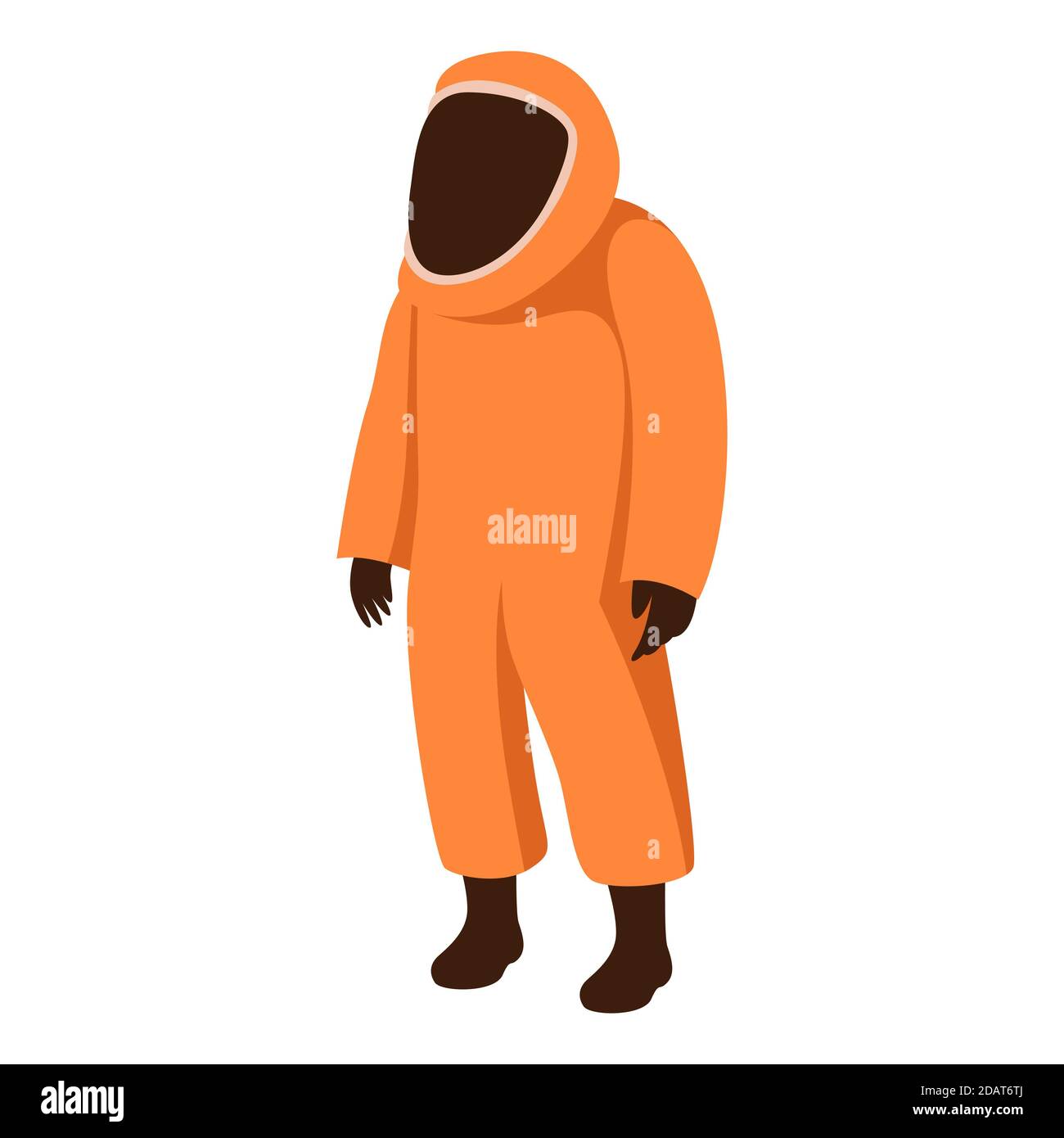 uomo in tuta di protezione chimica, illustrazione vettoriale, stile piatto Foto Stock