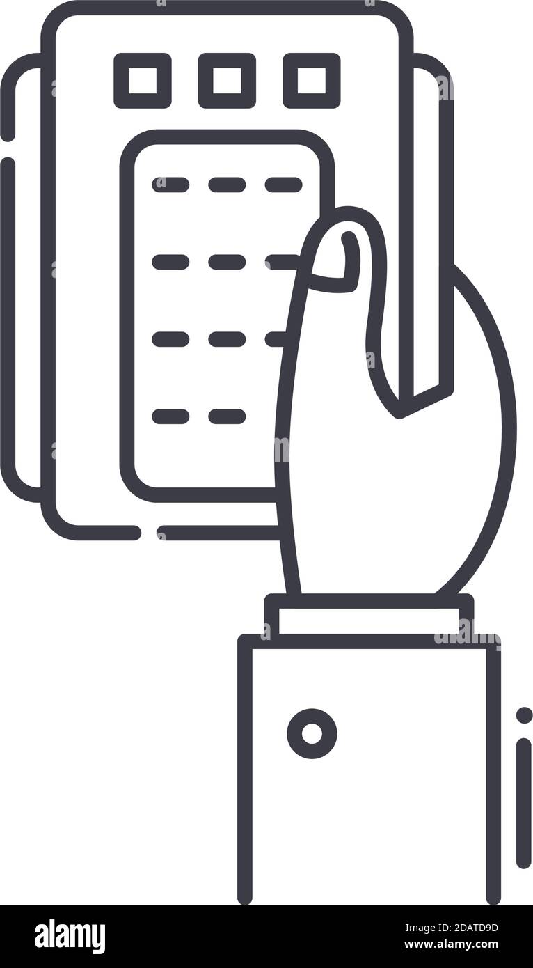 Icona di pagamento con carta, illustrazione lineare isolata, vettore a linee sottili, simbolo di disegno web, simbolo di concetto di contorno con tratto modificabile su sfondo bianco. Illustrazione Vettoriale
