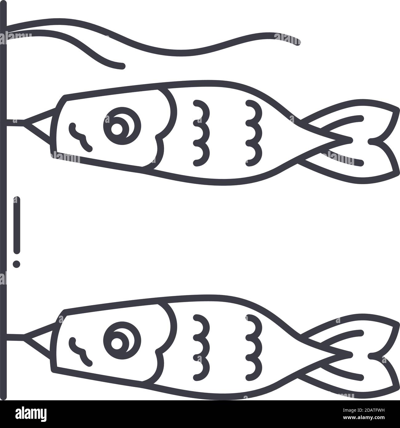 Icona del flag carp, illustrazione isolata lineare, vettore di linea sottile, segno di disegno web, simbolo di concetto di contorno con tratto modificabile su sfondo bianco. Illustrazione Vettoriale