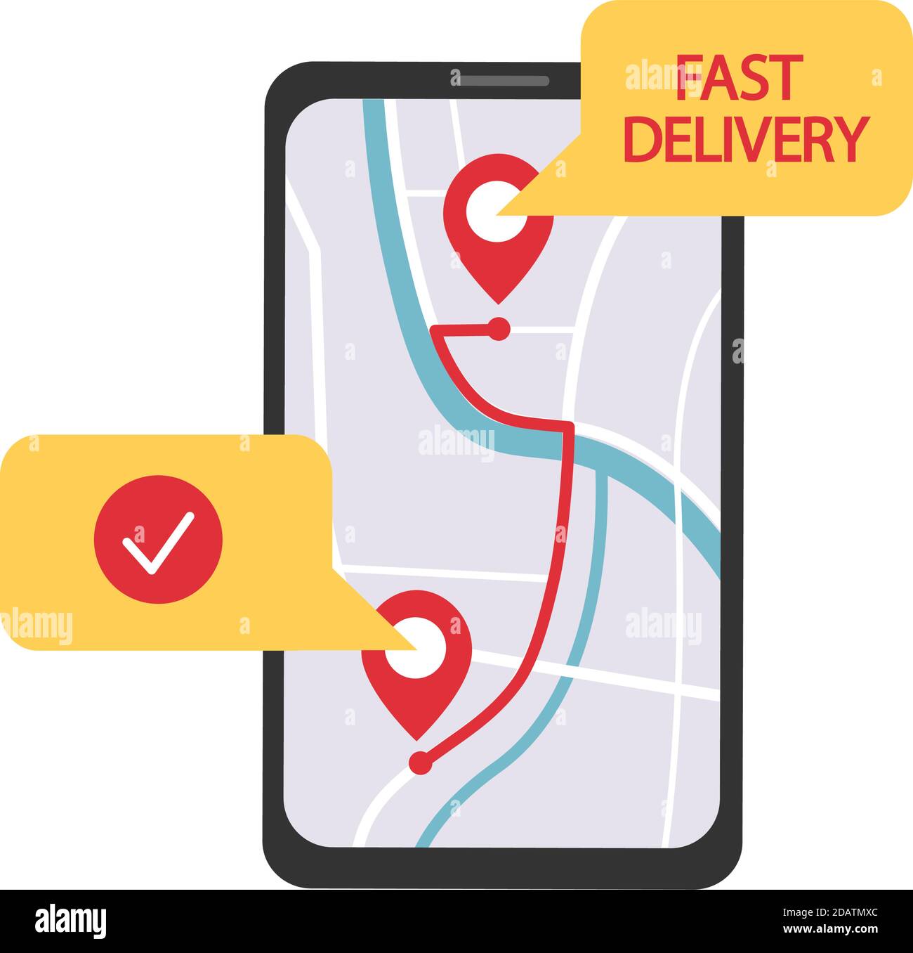app aperta per smartphone mobile. consegna rapida, spedizione Illustrazione Vettoriale