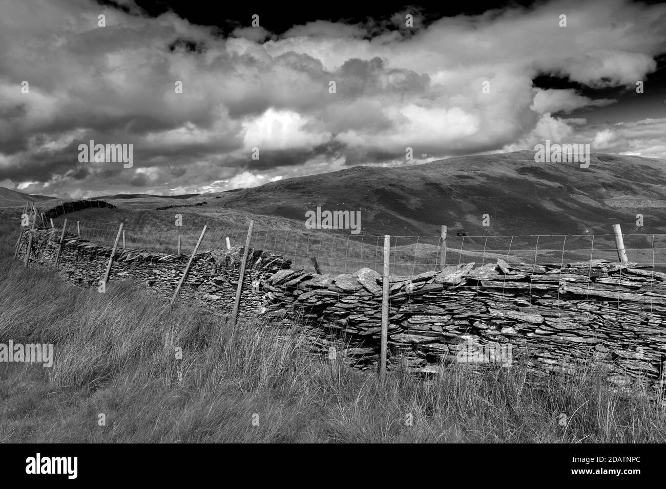 Vista della cima Slows Fell, la valle di Troutbeck, il passo di Kirkstone, il Lake District National Park, Cumbria, Inghilterra, Regno Unito Slows Fell è uno dei 214 Wainwr Foto Stock