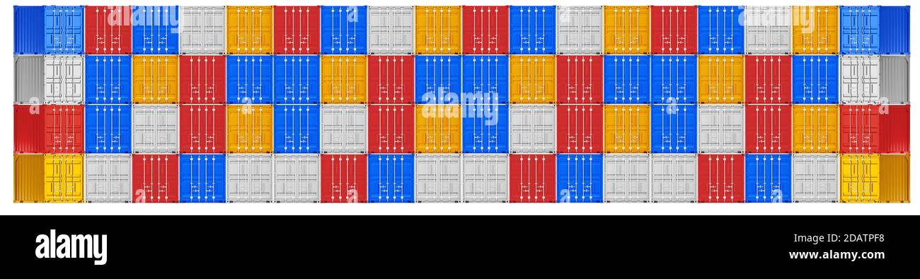 Immagine di alta qualità di contenitori da spedizione da 10 piedi su sfondo bianco con percorso di ritaglio. Impostare il rendering 3d dei contenitori per la spedizione marittima da dieci piedi Foto Stock