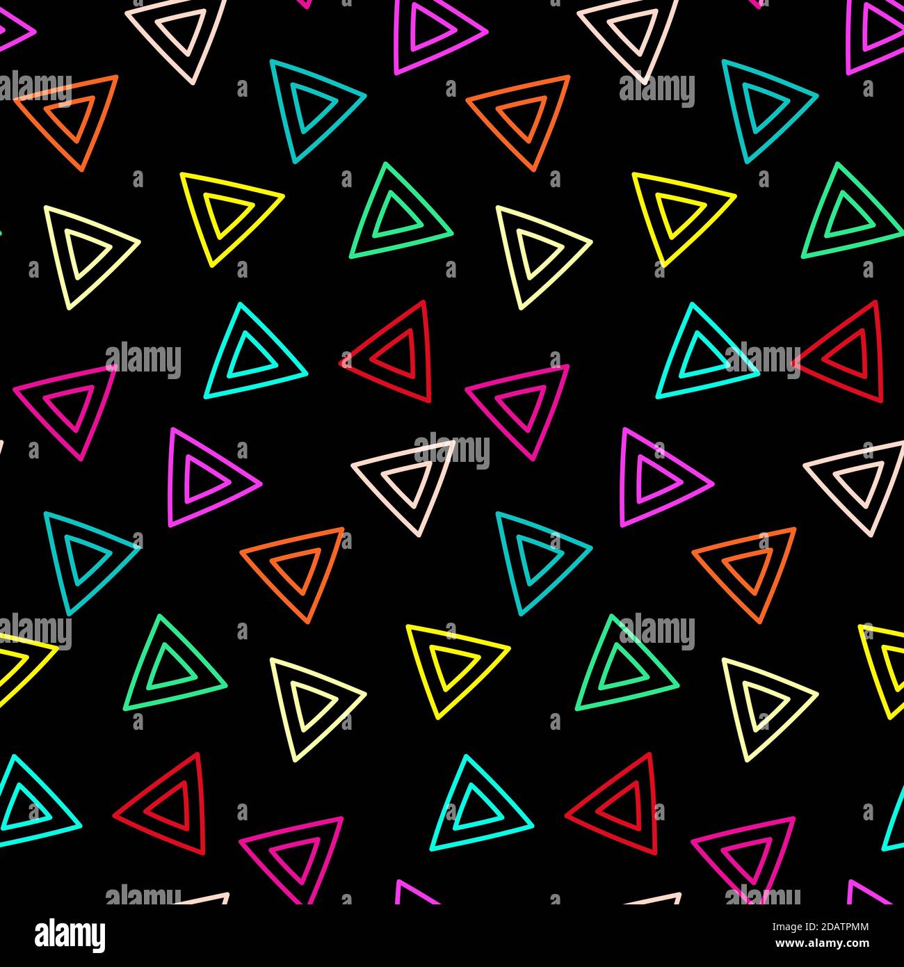 noodle geometrico al neon triangoli disegnati a mano motivo senza giunture Illustrazione Vettoriale