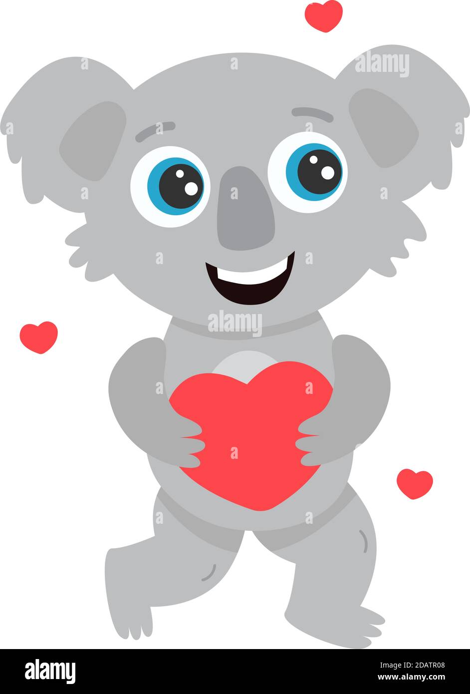 carino koala australiano che tiene un cuore nelle sue mani Illustrazione Vettoriale
