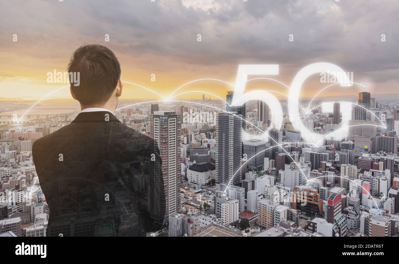 Tecnologia di rete Internet 5G Foto Stock