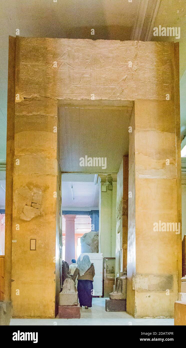 Egitto, Cairo, Museo Egizio, porta per la festa di amenemhat Sobekhotep sed heb. Dal tempio di Medamud. Foto Stock