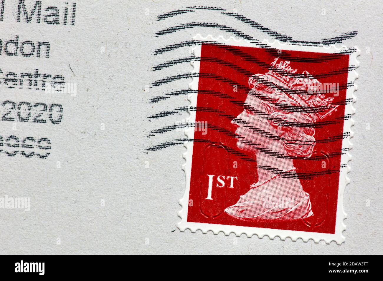 Francobollo di prima classe Royal Mail Foto Stock
