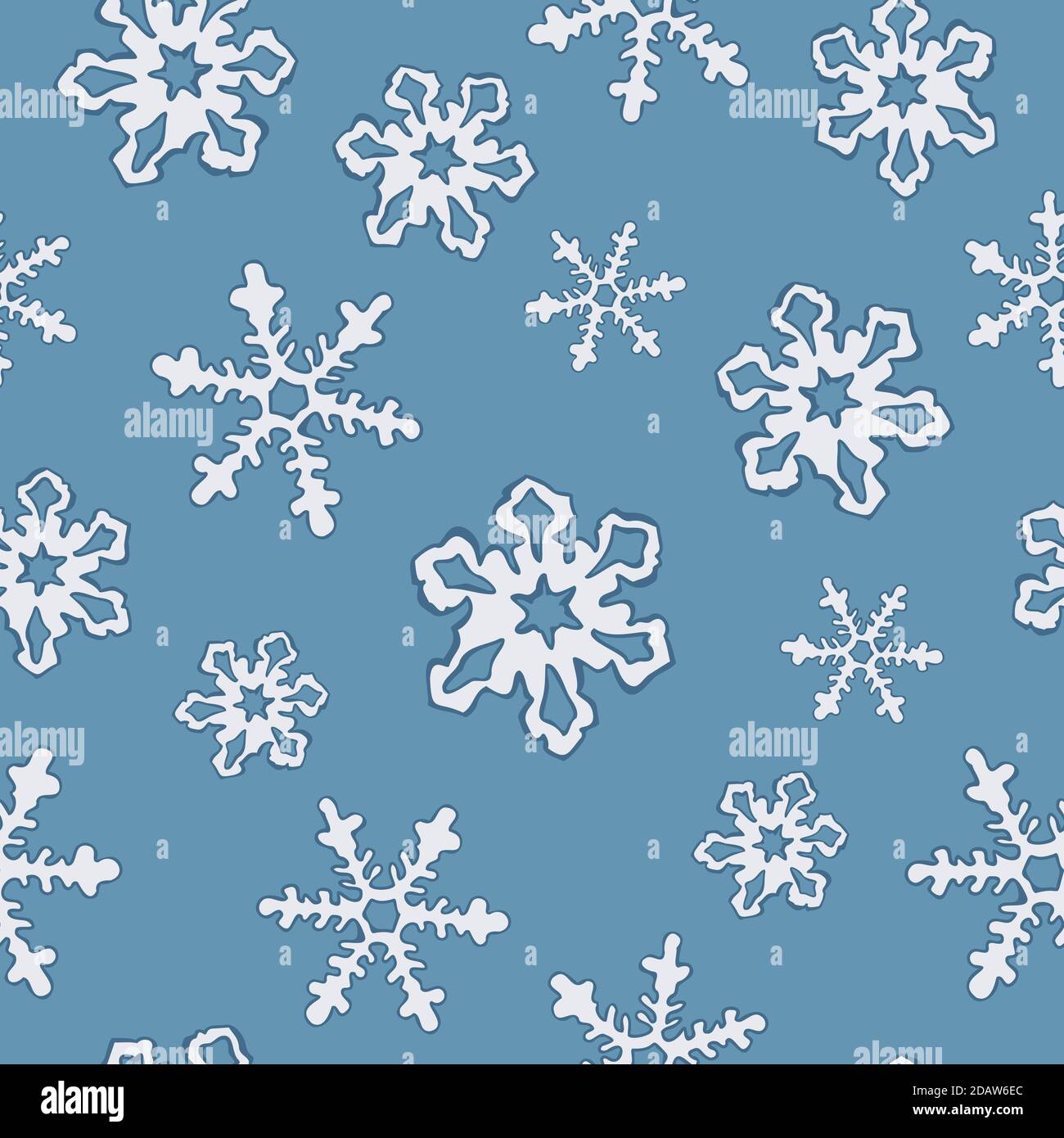 Modello vettoriale senza giunture di fiocchi di neve isolati su uno sfondo blu. Collezione di Natale. Illustrazione vettoriale. Illustrazione Vettoriale