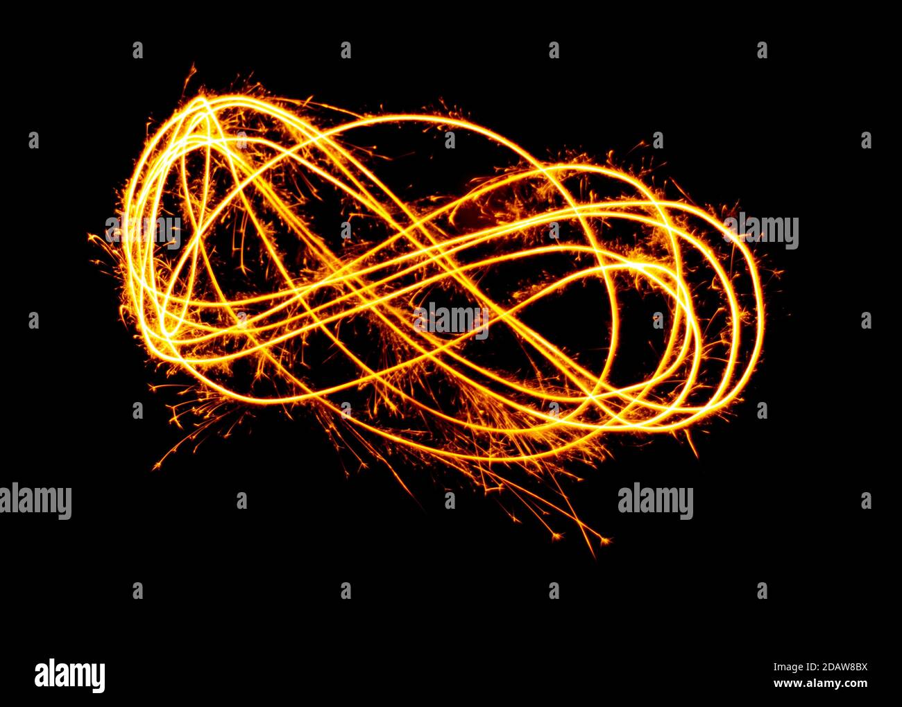 Immagine d'arte chiara con scintille, fuoco e caldo Foto Stock